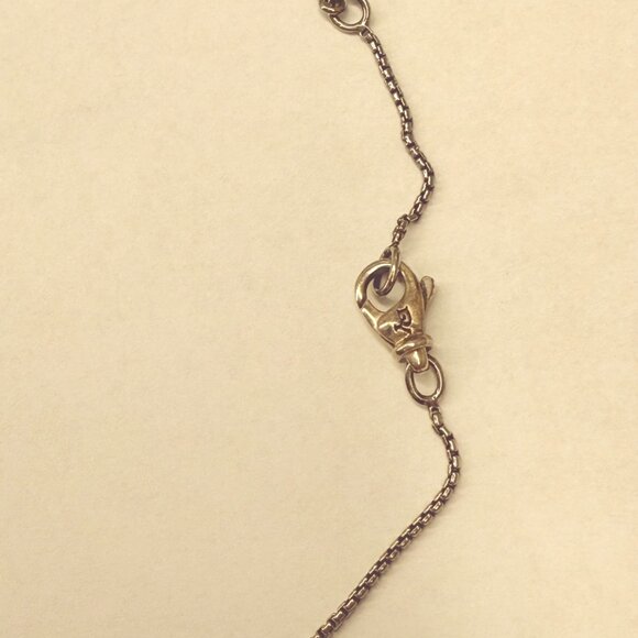 David Yurman Sterling Silver Cable Circle Pendant Necklace With Diamonds 16"-17" - Picture 9 of 9